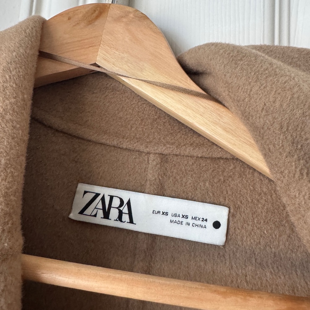 Zara Camel Wool Coat XS - Picture 3 of 4